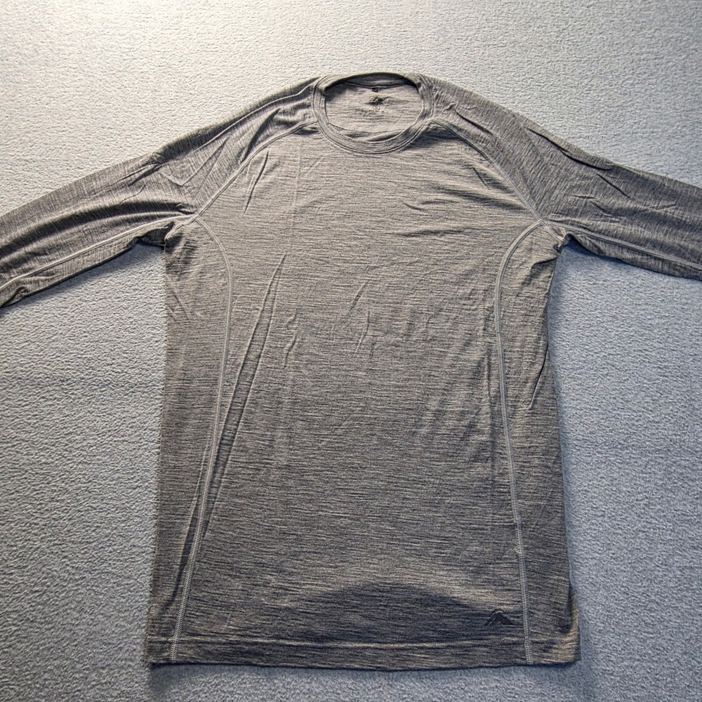Macpac Base Layer Shirt Mens Medium Gray Long Sleeve Merino Wool Blend